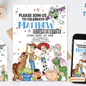 Toy Story verjaardagsuitnodiging, Bedankkaart | Jongen verjaardag | Bewerkbare afdrukbare digitale verjaardagsuitnodiging | Directe download