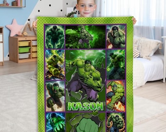 Personalized Hulk Fleece Blanket: Superhero Birthday Gift