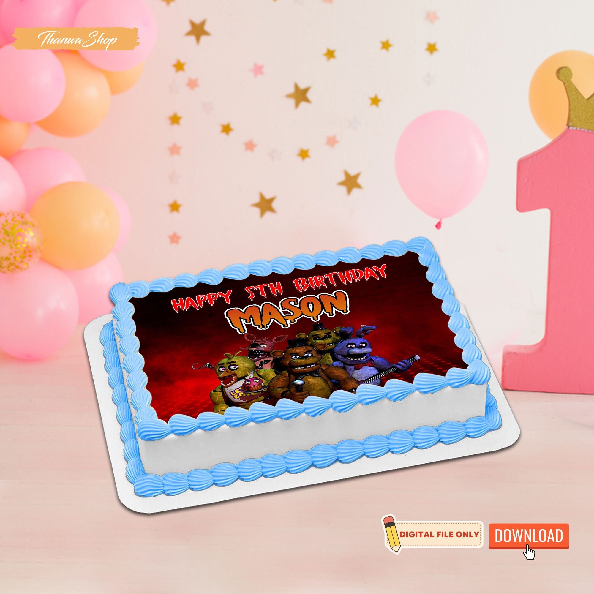 Buy Five Nights at Freddy's FNAF 1/4 Size Cake Topper Edible Icing Image  Photo Cake Frosting Icing Topper Sheet Birthday Party - 1/4 Cake - 16133  Online at desertcartSINGAPORE