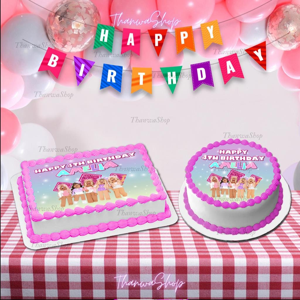 Pink Roblox Girl Gaming Theme Kids Birthday Party Decorations Tableware Set
