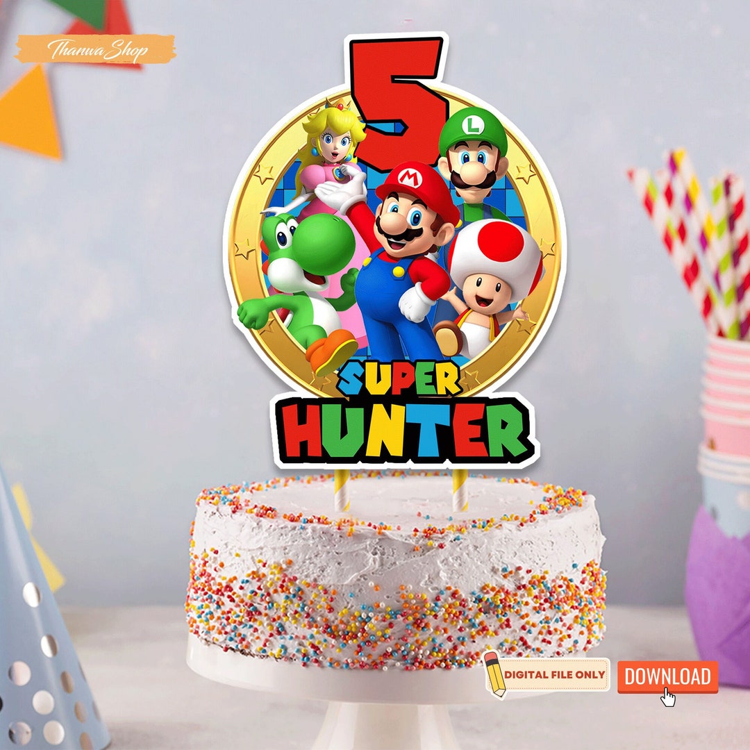 Printable Super Mario Birthday Cake Topper for Kids, Personalised Name ...
