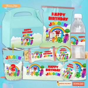Printable Numberblocks Birthday Pack Party for Boy Girl, Customized Party Supplies Number Blocks Cupcake Topper Digital File Gift for Kids