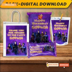 Printable Personalized Descendants Party Supplies Bundle, Kids Birthday Party Bundle Kit | Descendants Birthday Party | Digital File Only