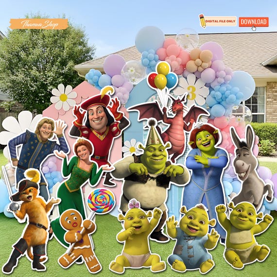 Shrek Birthday Party Cutouts: Printable Character Props (Digital Download)
