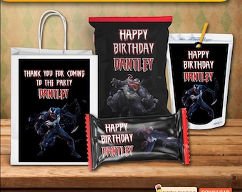 Personalized Venom Birthday Party Supplies Bundle (Digital Download)