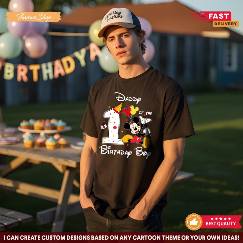 Mickey Mouse Birthday Shirt, 1st Birthday Outfit, Custom Name and Age Shirt Gift, Kids Birthday Party Tee, Matching Family Vacation