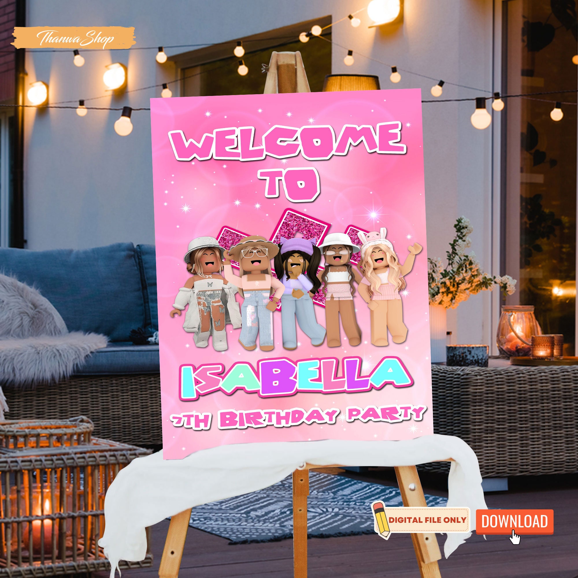 Free Printable Roblox Girl Welcome Sign