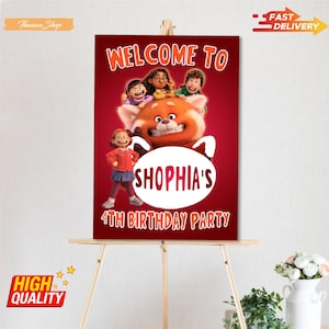 Turning Red Birthday Welcome Sign, Turning Red Banner, Turning Red Birthday Party Poster, Custom Birthday Party Gift for Kids