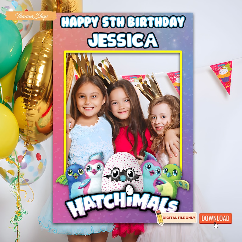 Printable Hatchimals Photo Booth Frame Happy Birthday Photo - Etsy