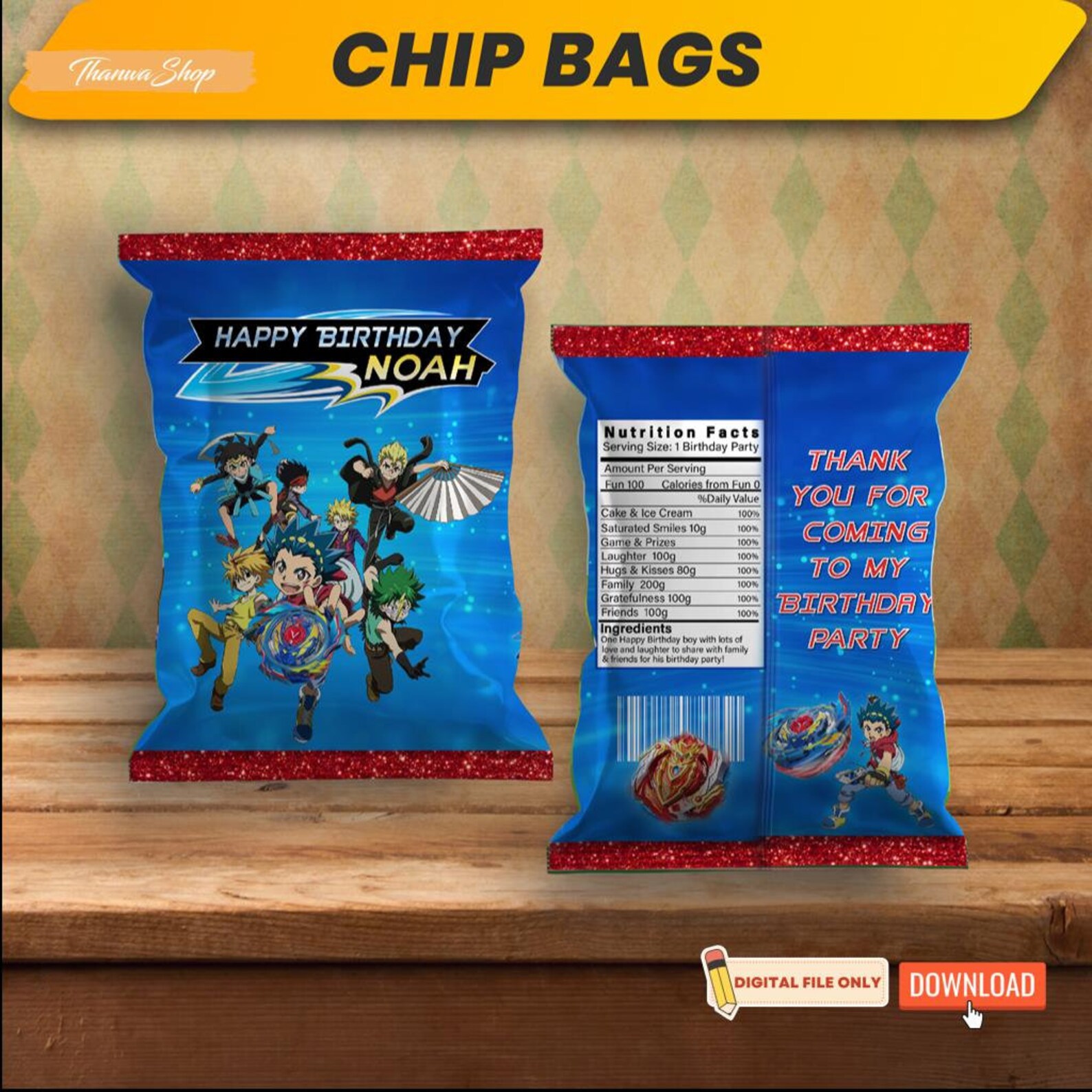 Printable Personalized Beyblade Party Supplies Bundle Tarjeta Etsy