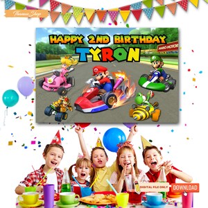 Printable Mario Kart Backdrop, Super Mario Backdrop Banner, Birthday ...