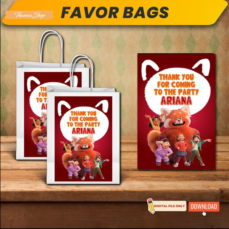 Printable Personalized Turning Red Party Supplies Bundle Etsy