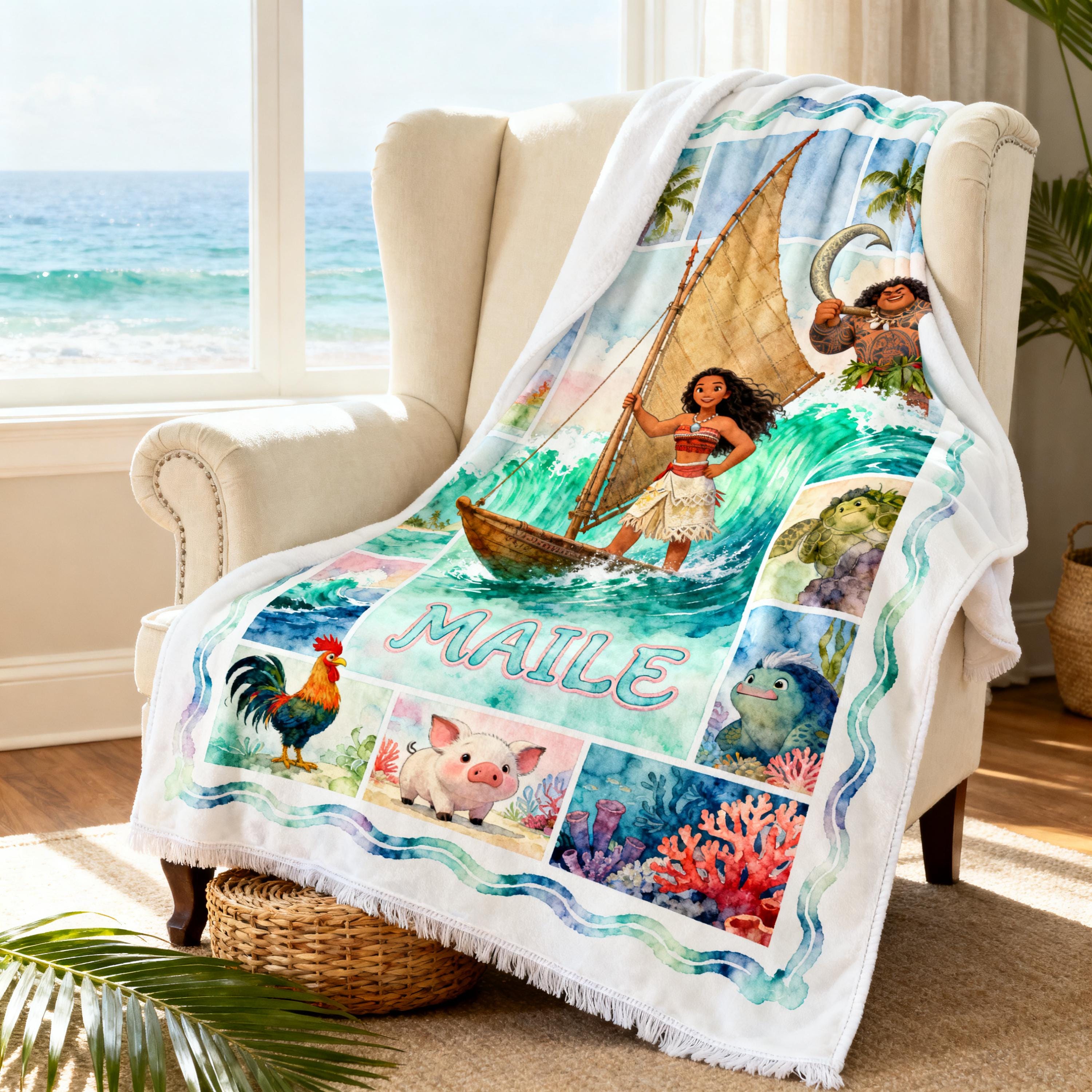 希少 Disney モアナと伝説の海2 ラグ タペストリー ブランケット Moana 2 Blanket - Etsy