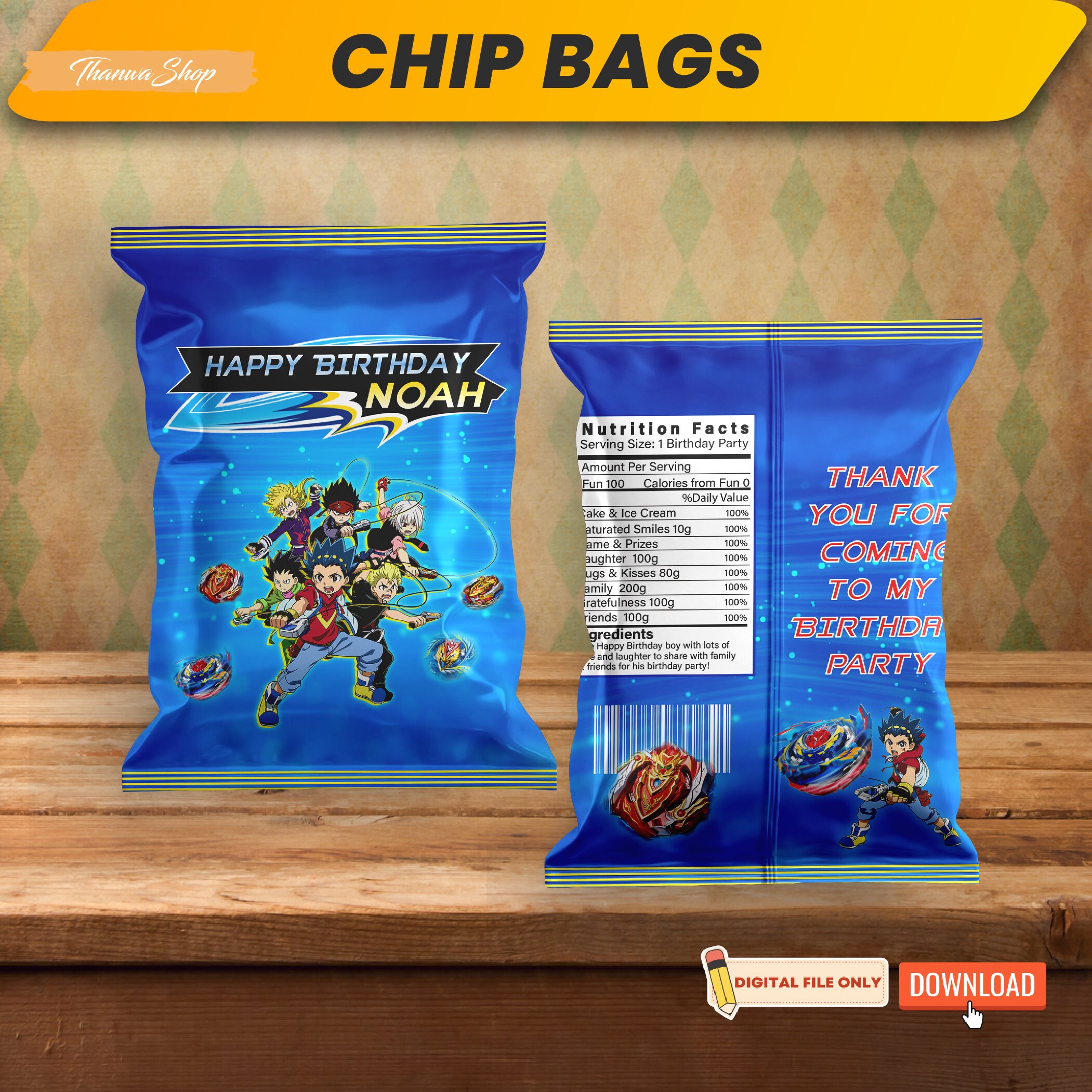 Printable Beyblade Party Supplies Bundle, Kids Birthday Party Bundle