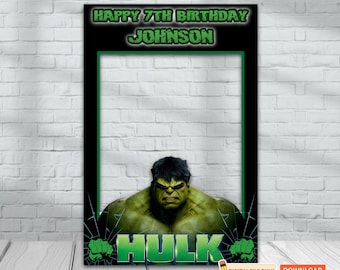 Hulk Birthday Photo Booth Frame: Personalized Superhero Party (Digital Download)