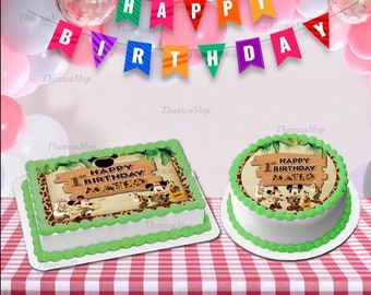 Adorno para tarta de Mickey Mouse Safari: Decoración para fiesta de cumpleaños (Descarga digital)