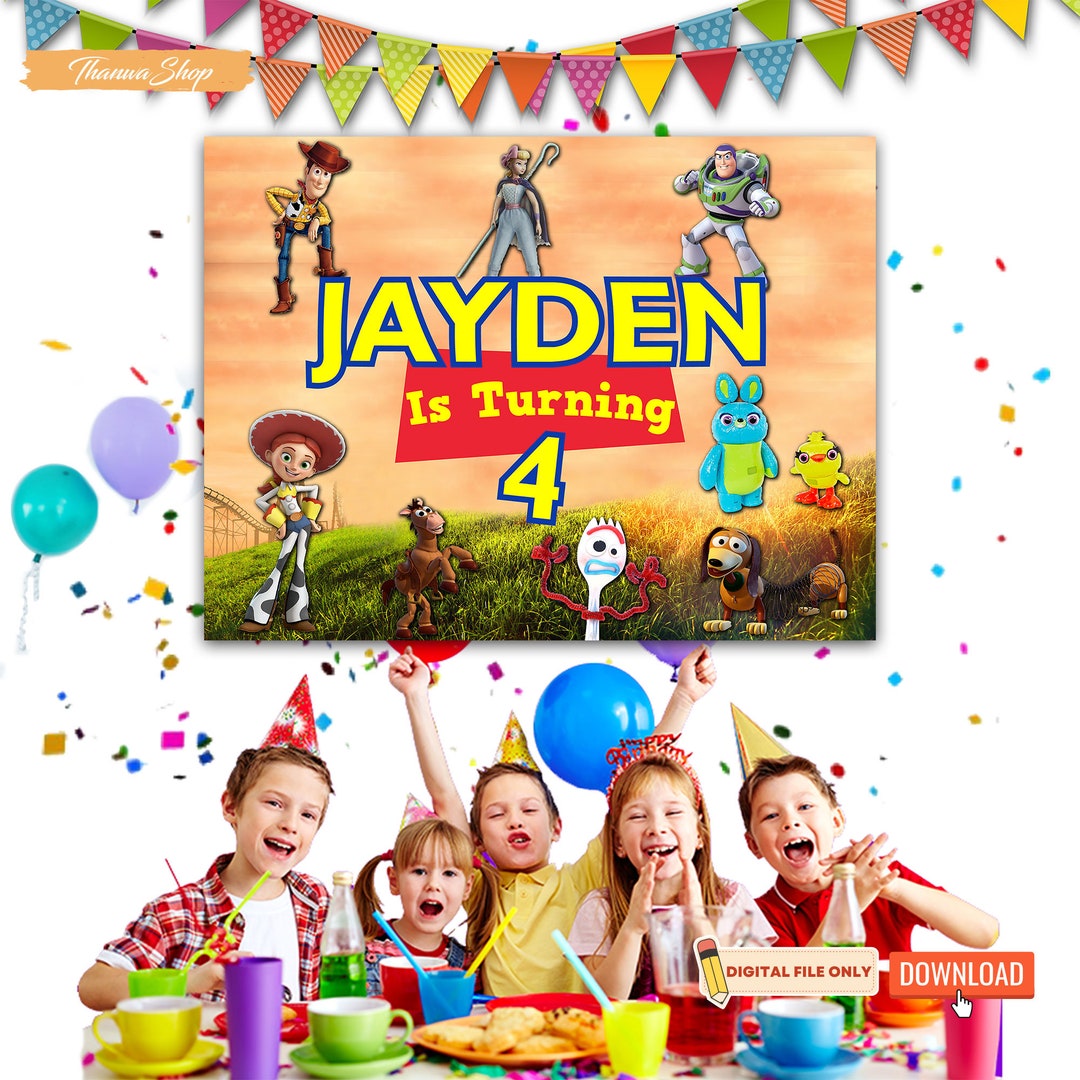 Toy Story Birthday Banner, Printable Birthday Poster Sign, Toy Story 4