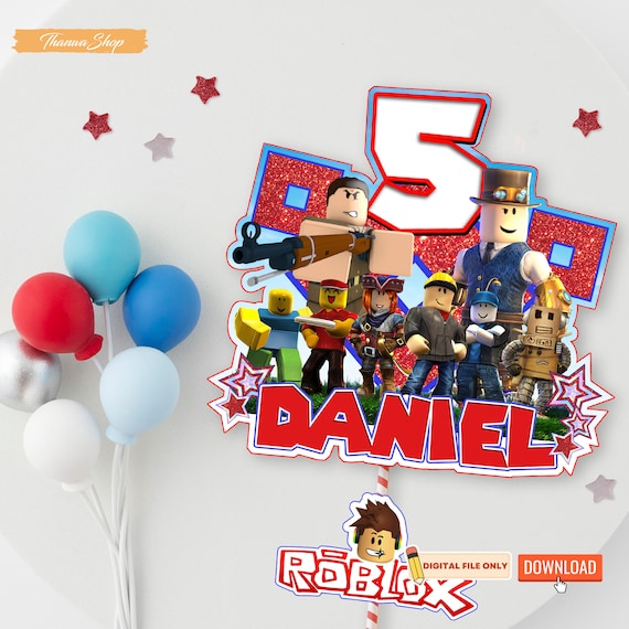 Personalized Roblox Cake Topper: Video Game Birthday Party (Digital Download)