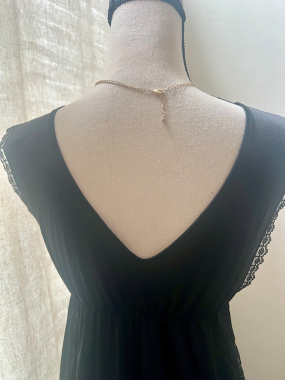 Vintage Lace Black Maxi Slip NIGHTGOWN Small - image 7