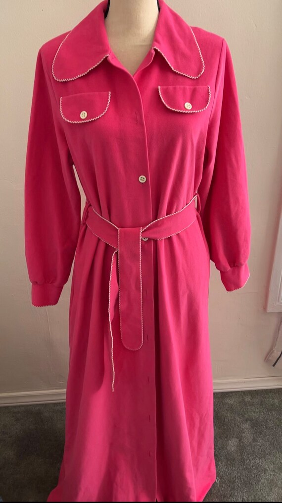 70’s Green Long Sleeve Velvet Button Up Dress by Vassarette main image 0
