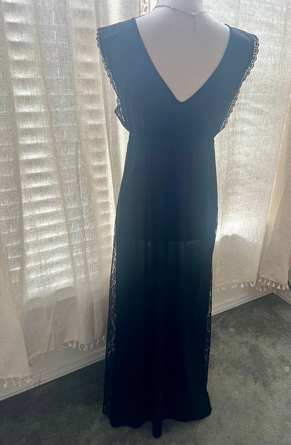 Vintage Lace Black Maxi Slip NIGHTGOWN Small - image 10