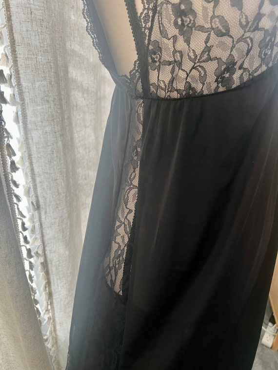 Vintage Lace Black Maxi Slip NIGHTGOWN Small - image 4