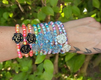 Rainbow Rose Bead Bracelet Buy 2 For 5