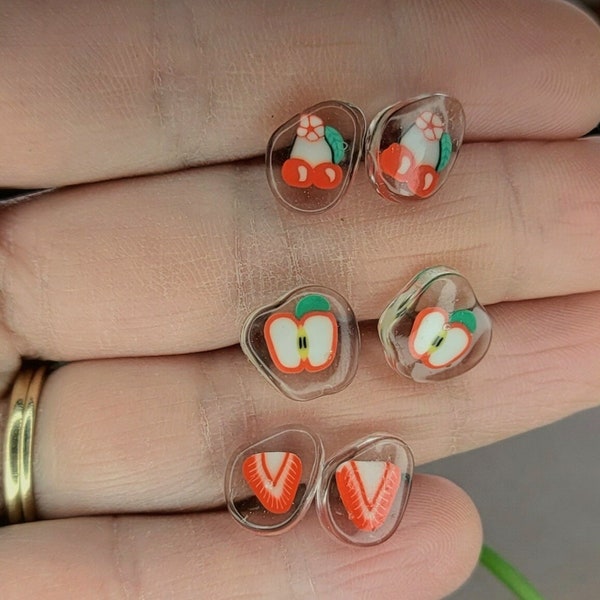 Miniature Resin Fruit Studs: Polymer Clay Accents in Clear Elegance