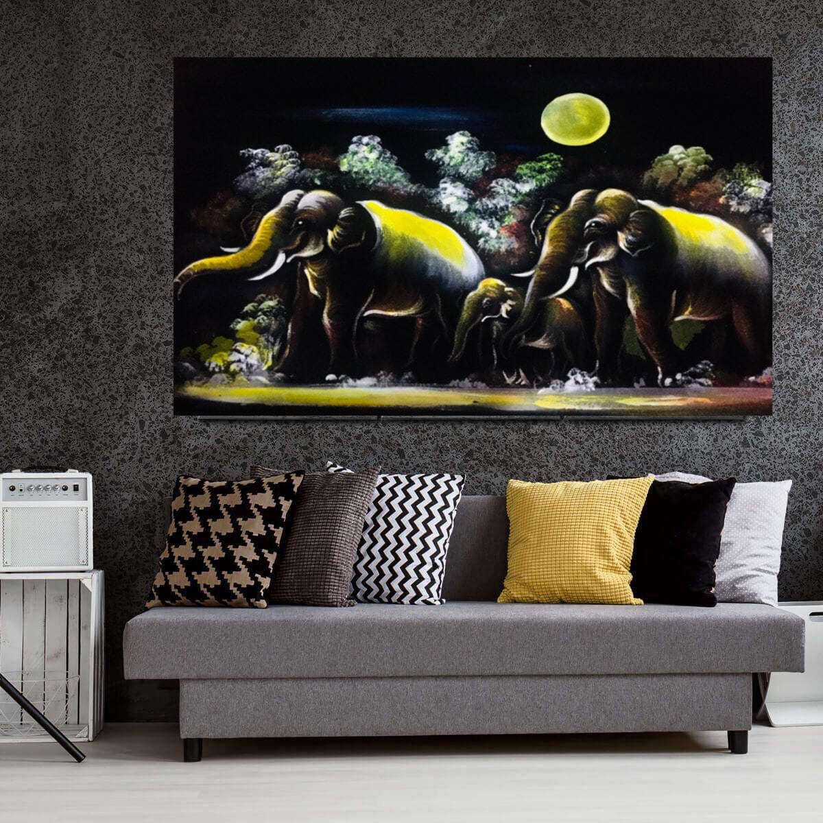 Elephant Wall Art Elephant Canvas Poster Large Elephant Etsy