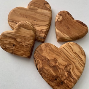 Olive Wood Hearts, Wooden Hearts, Hand Carved Heart Shape