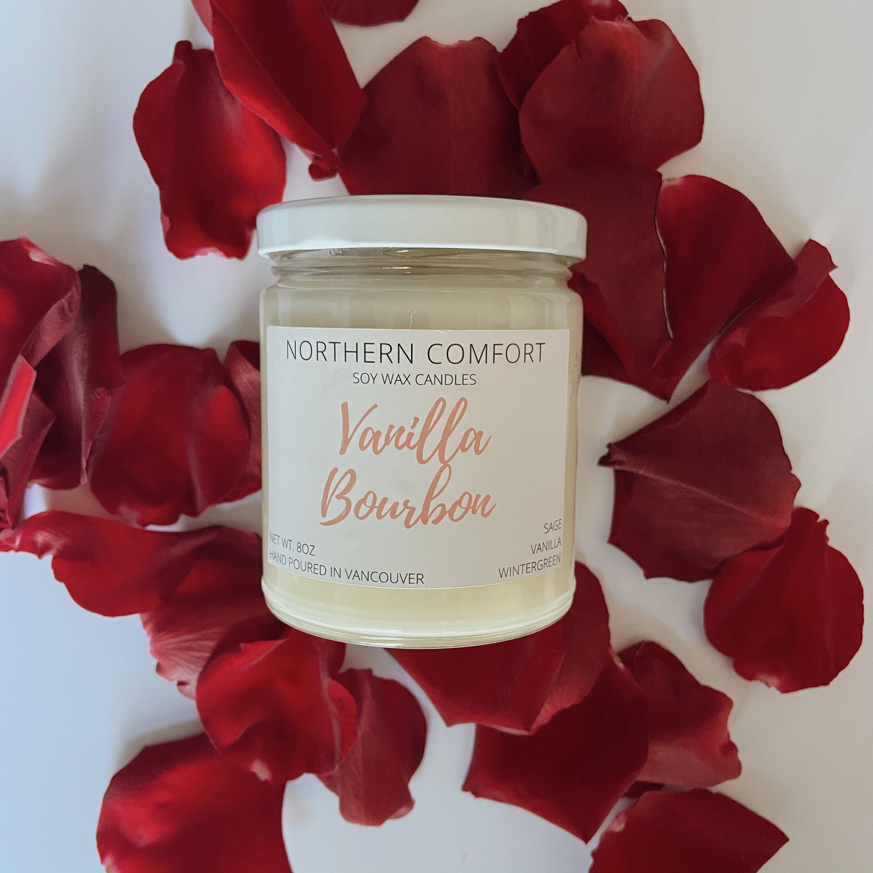 Vanilla Bourbon Soy Wax Natural Candle 8oz Hand Poured Small Etsy