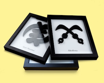 Framed Adinkra Wall Art (3D) - 3 Pack