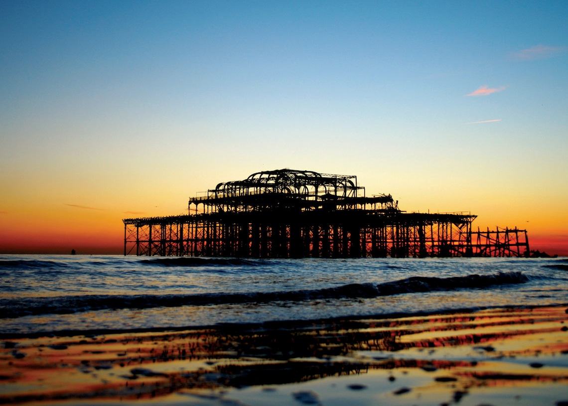 West Pier Brighton Photo Print, Brighton West/old Pier, UK, Fine Art Photography, Reflections