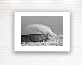 Crashing wave, Ocean Sea Waves print UK Breaking Wave Wall Art Decor Picture Print Seascape Sea Sea Art Wave Print Ocean Art Wave Poster Sea