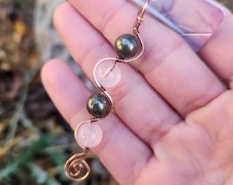 Pyrite and Rose Quartz Pendant