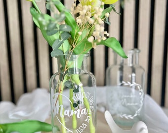 Vase personalisiert - Geschenk Muttertag - Vase aus Glas