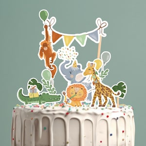 Safari Cake topper Safari Geburtstag Deko Safari Kuchendekoration wilde Tiere Cake topper dschungel Tiere Cake topper wild one Geburtstag