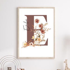 Namensposter Mädchen Poster wildblume boho Geburtsposter vintage Poster Name personalisiert Geburtsposter Geschenk Geburt babyshower mädchen