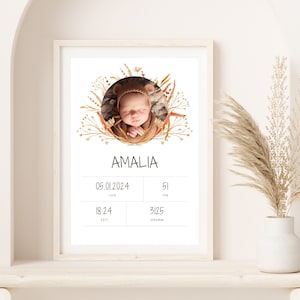 Namensposter wildblume Initialdruck Poster Name personalisiertes Geburtsposter boho Geschenk babyshower geburt Geschenk Bild Mädchen blumen