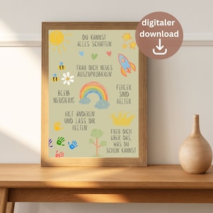 Motivational poster school enrollment poster start of school decoration gift girl boy schoolchild gift idea affirmation poster PDF A4 A3