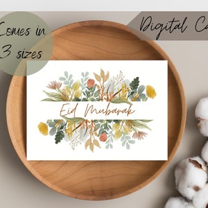 Printable Eid Mubarak Card Digital Ramadan Folded Card Floral Eid Greeting Card Downloadable DIY Eid Card Bayram pdf 5x7 A6 happy Eid card