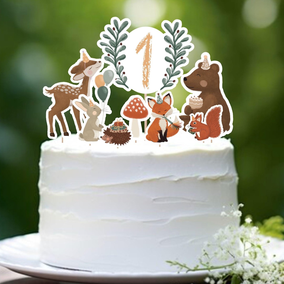 1st Birthday Forest Animals Cake Topper Personalizable 1st Birthday ...