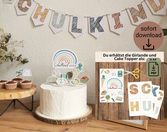 Ghirlanda per bambini in età scolare per il ritorno a scuola, iscrizione alla scuola, decorazione per la festa, iscrizione per ragazzi e ragazze, iscrizione all'arcobaleno, decorazione per la tavola, ghirlanda di gagliardetti