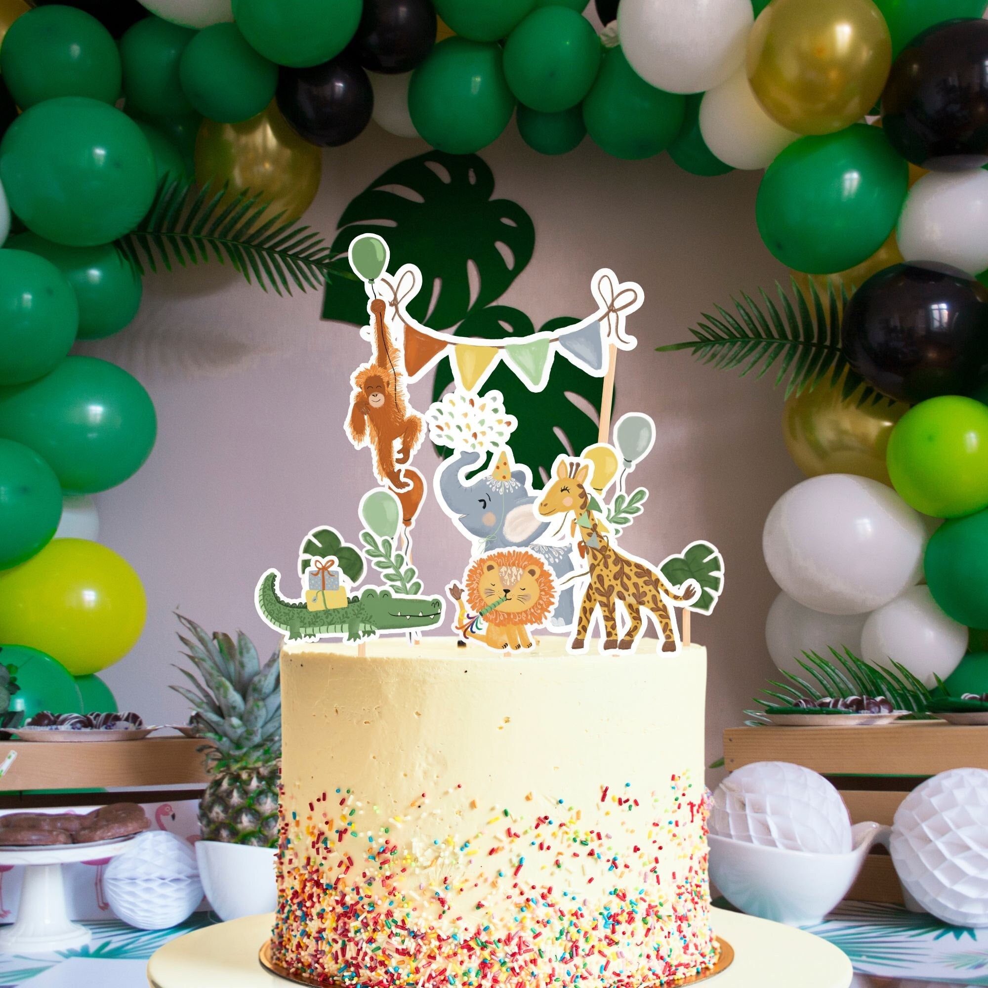 Giraffe Birthday Cupcake Toppers – 7-Piece Jungle Safari Cake Decorations – Wild One Party Supplies For Baby Boy Or Girl - View #9
