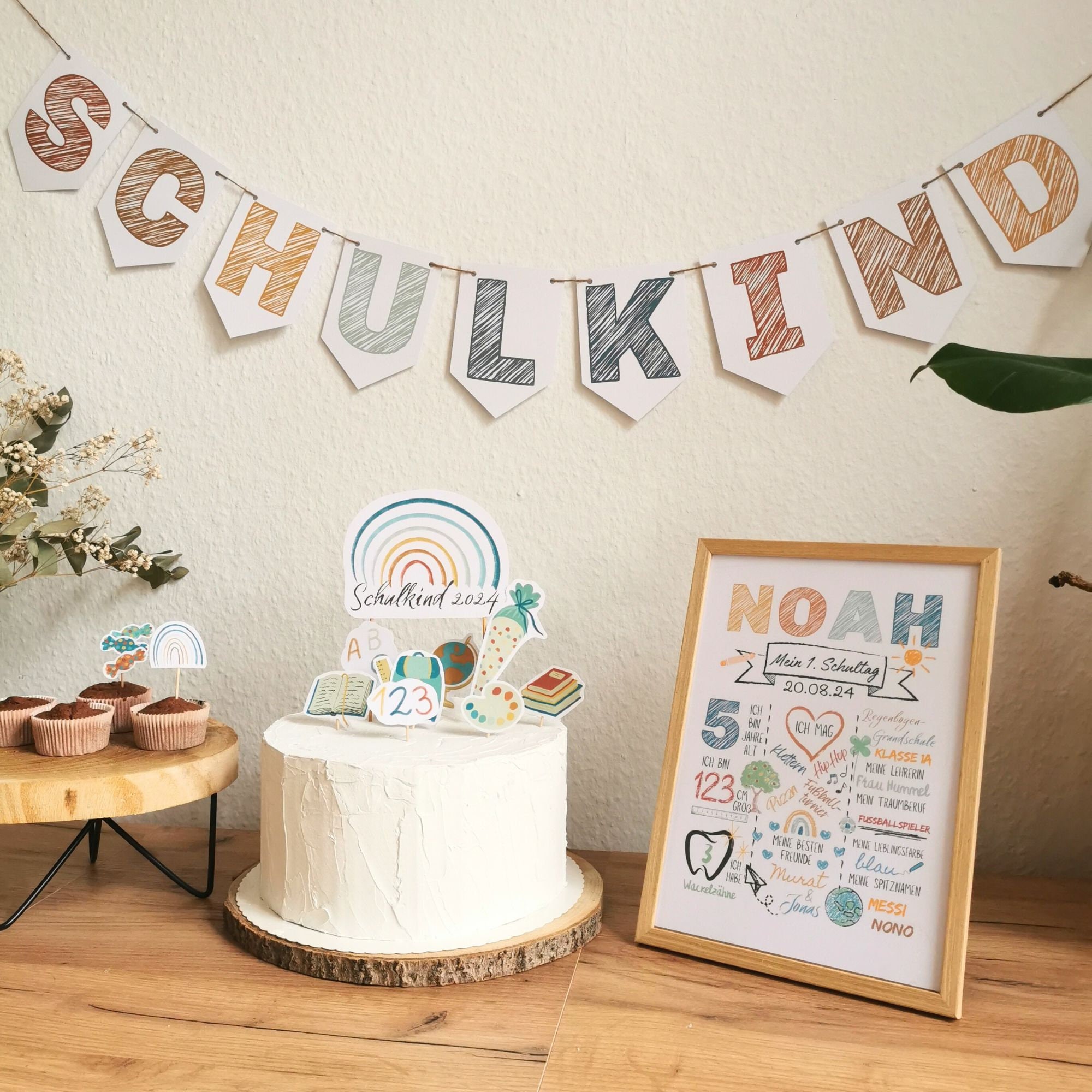 Schulkind Cake Topper Einschulung - Bunte Tortendeko Für Schulanfang
