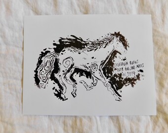 Year of the Horse: Illustration Print/ Chinese Zodiac Animal/ Ink Illustration/ Black and White Art/ Minimal Art Print/ California
