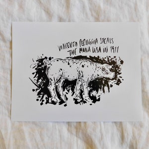 Year of the Pig: Illustration Print/ Chinese Zodiac Animal/ Ink Illustration/ Black and White Art/ Minimal Art Print/ Mona Lisa