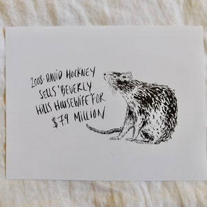 Year of the Rat: Illustration Print/ Chinese Zodiac Animal/ Ink Illustration/ Black and White Art/ Minimal Art Print/ David Hockney