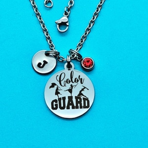 Color Guard Charm Necklace, Color Guard Charm Stainless Steel Chain and Charm, Color Guard Team, Spinning Flags, Rifles and Sabers