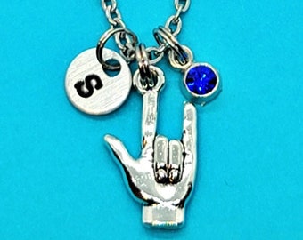 ASL I Love You Hand Sign Charm Necklace, ASL Hand Sign Charm, Stainless Steel Chain, Love Charm, American Sign Language Charm, Hand Charm